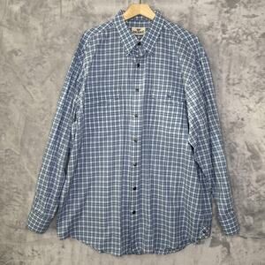 King Ranch Shirt Mens 2XL Blue Gingham Plaid Long Sleeve Western Button Front